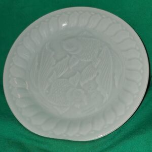 Vintage Longquan Celadon Koi Carp Fish Dessert Plate 6.75"